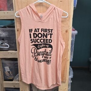Fitness Tee Co. Size M Peach Sleeveless Hooded Tank Top
